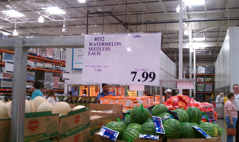 Costco watermelon price card